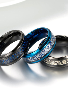 个性霸气龙纹戒指男士潮男嘻哈