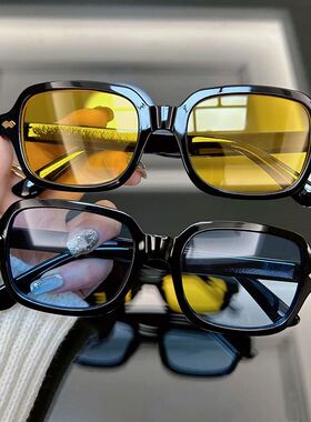 Vintage Square Sunglasses Women Fashion Small Frame Yellow B