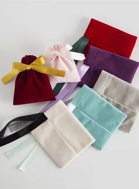 50/20pcs Wholesale Color Velvet Bags Drawstring Bow Small Ca