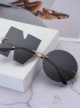 1PC Unisex Mirror Rimless Sunglasses Vintage Fashion Letter