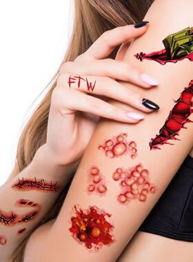 Halloween Scar Temporary Tattoo Realistic Fake Bloody Wound