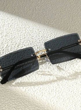 3pcs Men's Luxurious Frameless Rectangle Sunglasses Classic