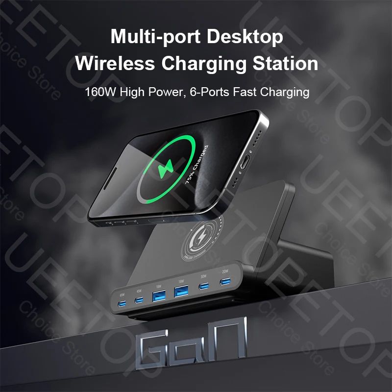 160W USB Charging Station Wireless Charging 65W PD PPS 45W G - 图0