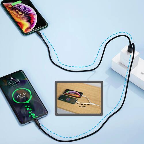 1.2m USB Charging Spliter Cable 2-in-1 Data Cord Type C Micro USB Quick Charging Cable Y Splitter 5A - 图3