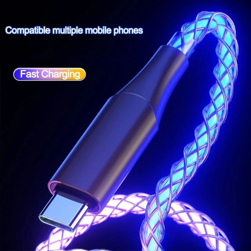 6A Quick Charging RGB Breathing Luminous Gradient Light Data Cable 66W TYPE-C Charger For iPhone 15 - 图3