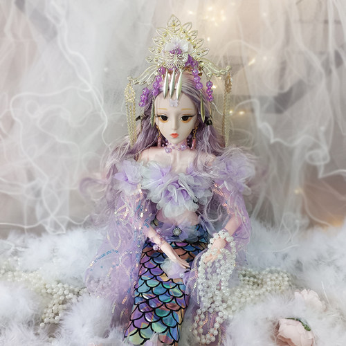 古装美人鱼娃娃60厘米汉服仙女手工原创玩偶女孩玩具生日礼物礼盒 - 图2
