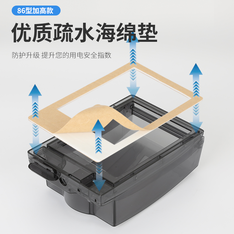 86型加高加大插座防水罩卫生间浴室漏电开关防水盒热水器保护盖套 - 图0