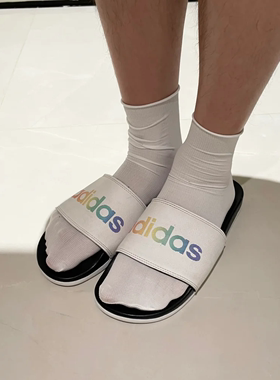 Adidas阿迪达斯男女同款透气一字拖户外休闲运动沙滩凉鞋H02488
