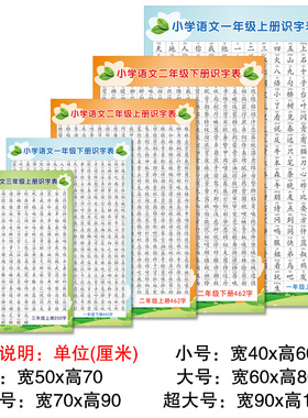 一二年级生字表语文课本同步挂图