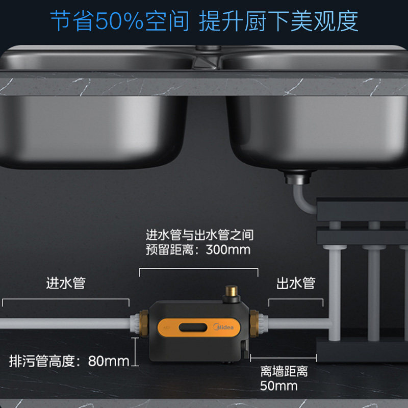 美的家用反冲洗全铜全屋净水器 美的全屋净水净水器