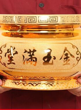 大号香炉家用室内供佛用品陶瓷沙金寺庙供奉香薰炉插香炉佛堂供具