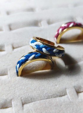 草木染情侣原创编织戒指礼物