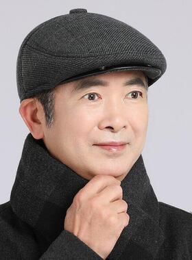 中老年人帽子男士冬季前进鸭舌帽爷爷加绒护耳保暖帽老人冬季棉帽