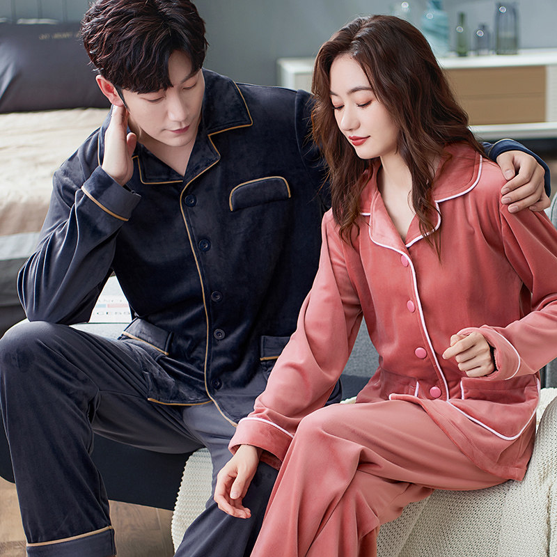秋冬款情侣女士海岛绒男珊瑚绒睡衣 顿尼科睡衣/家居服套装