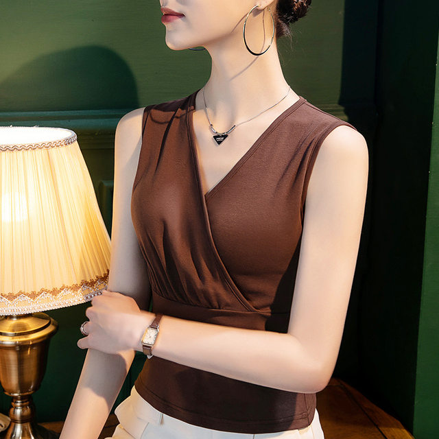 Summer pure cotton base shirt sleeveless Korean style shirt vest