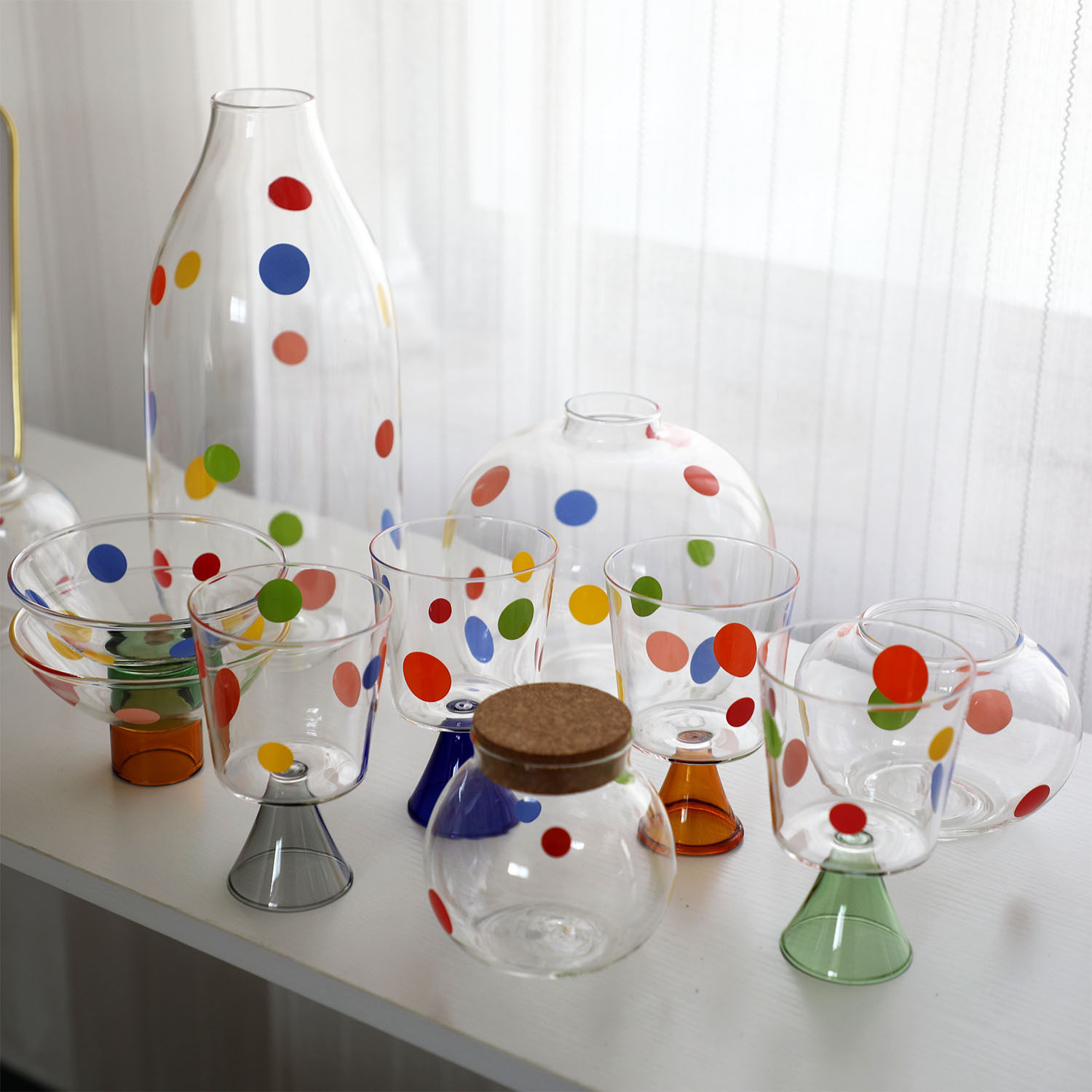 日式彩色波点矮脚红酒杯子 耐热玻璃咖啡杯热红酒杯 热饮杯果汁杯,淘宝优惠券,粉丝福利购,淘宝优惠卷