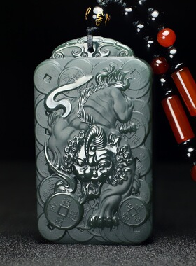 吊坠新疆玉观音塔青一级细料关公