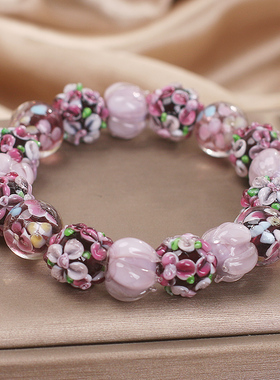 中式古法花朵琉璃手链女轻奢