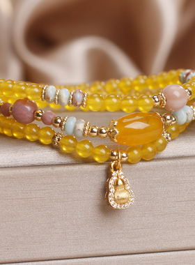 新中式黄玛瑙葫芦招财转运手链