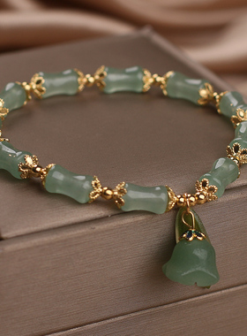 国风新中式翠绿竹节串珠手链夏