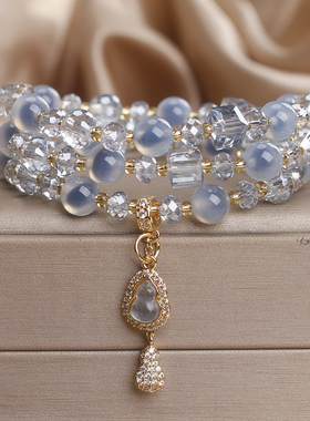 天然蓝糖心玛瑙葫芦手链招财转运