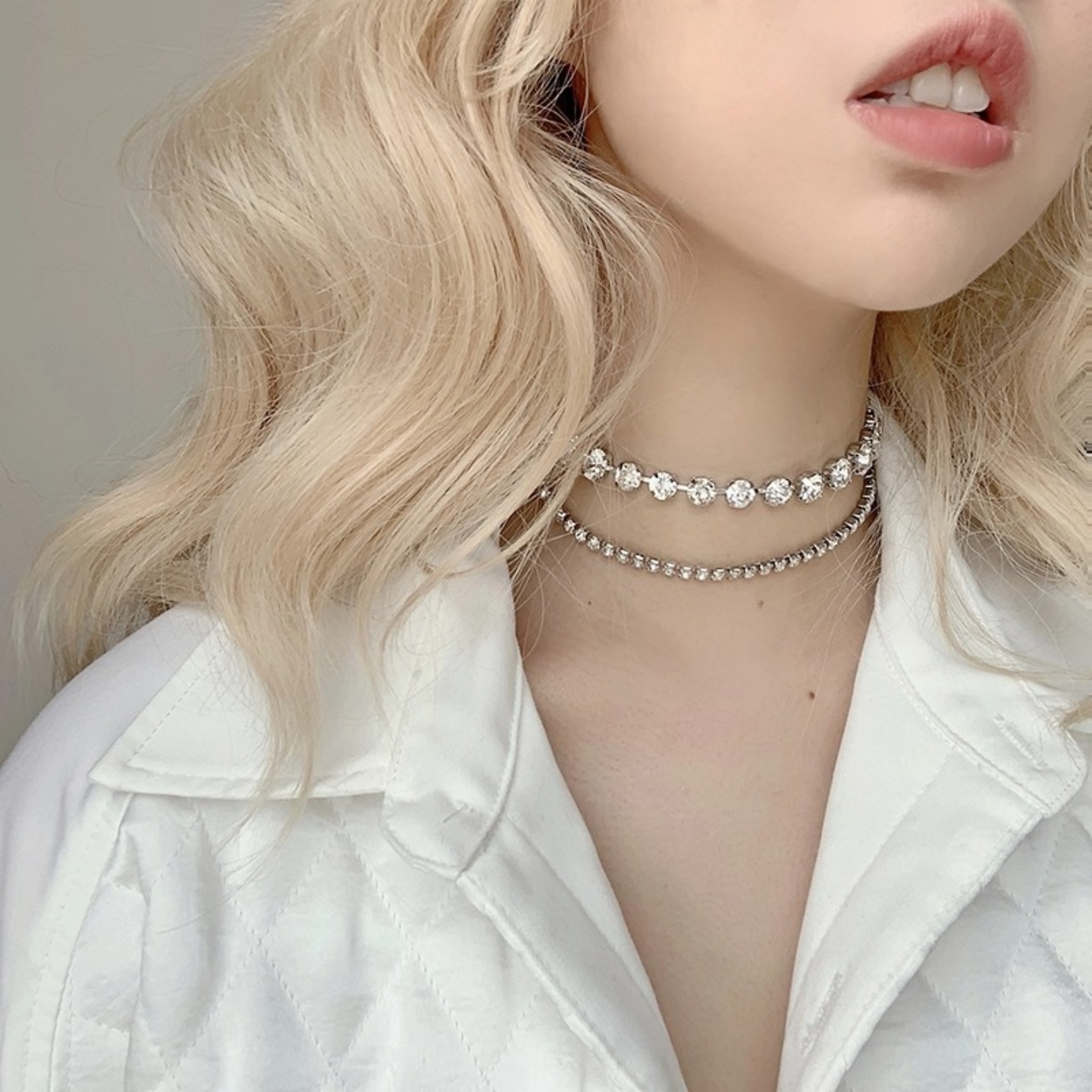 欧美轻奢时尚水钻choker女项链满钻束颈链性感百搭锁骨链项链女 - 图2