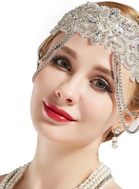 新款复古盖茨比水钻新娘头带1920s flapper headpiece发带头饰女