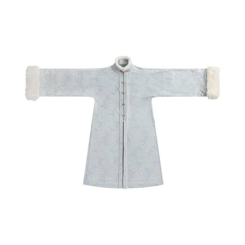 日常可穿明制汉服七月夕原创汉服 寒竹白雁 立领对襟长衫长比甲马,淘宝优惠券,粉丝福利购,淘宝优惠卷