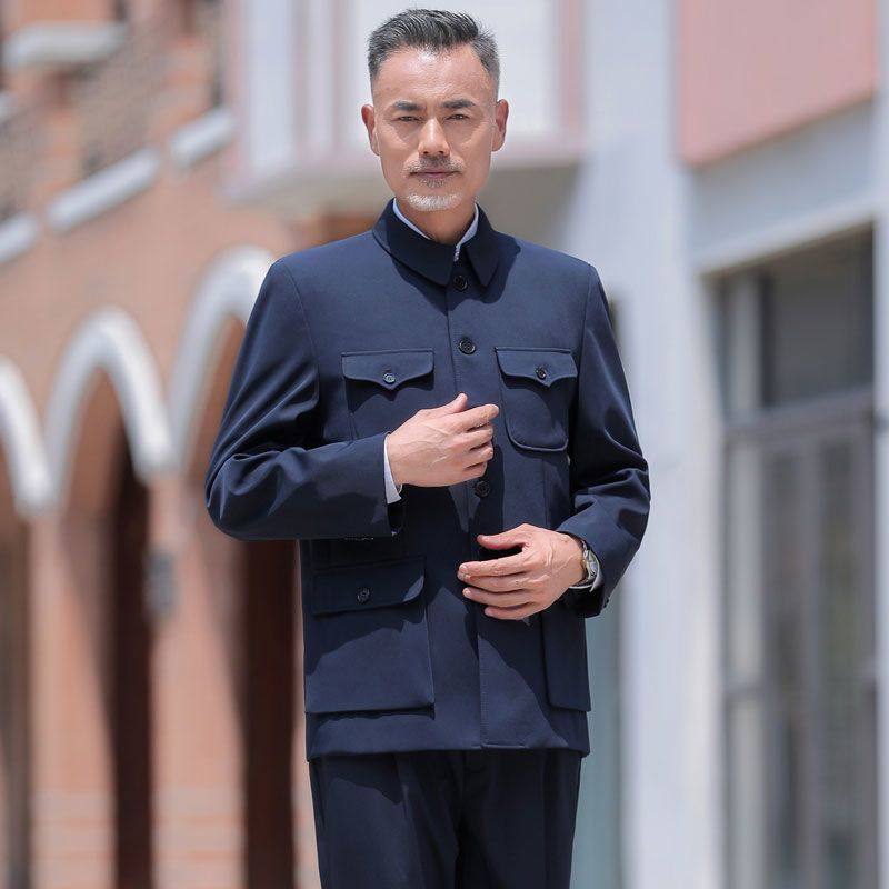 中山装男中老年套装中山服老年人外套老人衣服春秋冬爷爷爸爸服装,淘宝优惠券,粉丝福利购,淘宝优惠卷