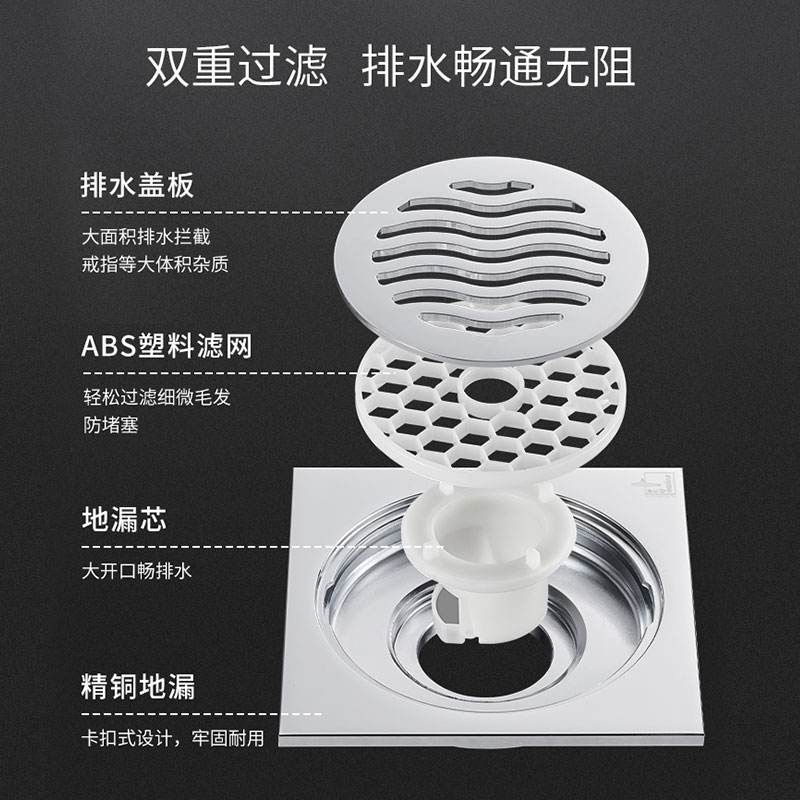 潜水艇防臭全铜室外大排量地漏15x15CM庭院户外大尺寸110管超大号 - 图0