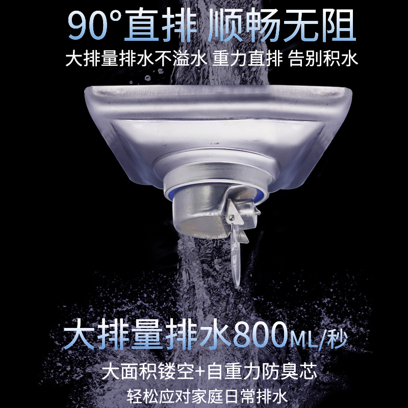 卫生间地漏阳台304不锈钢淋浴房加厚防臭器室外50 75 110管长方形-图1