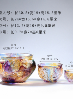 琉璃招财鱼金玉满堂聚宝盆摆件家居客厅装饰新居乔迁店铺开业礼品