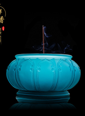琉璃吉祥花香炉佛堂供具