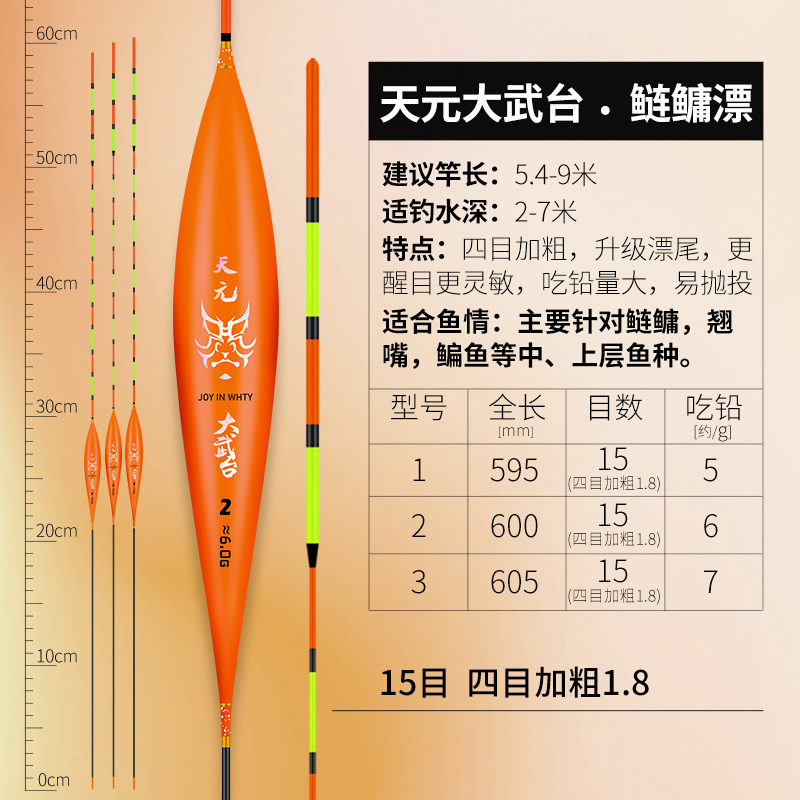 武汉天元邓刚大武台定制鲢鳙浮漂大物漂加粗醒目鱼漂大肚漂纳米漂 - 图1