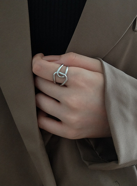 钛钢不掉色小众ins随形开口戒指