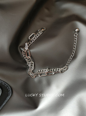 钛钢双层不掉色简约链条手链女