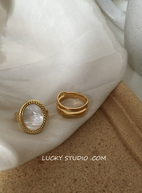 高级感小众设计女贝壳戒指LUCKY
