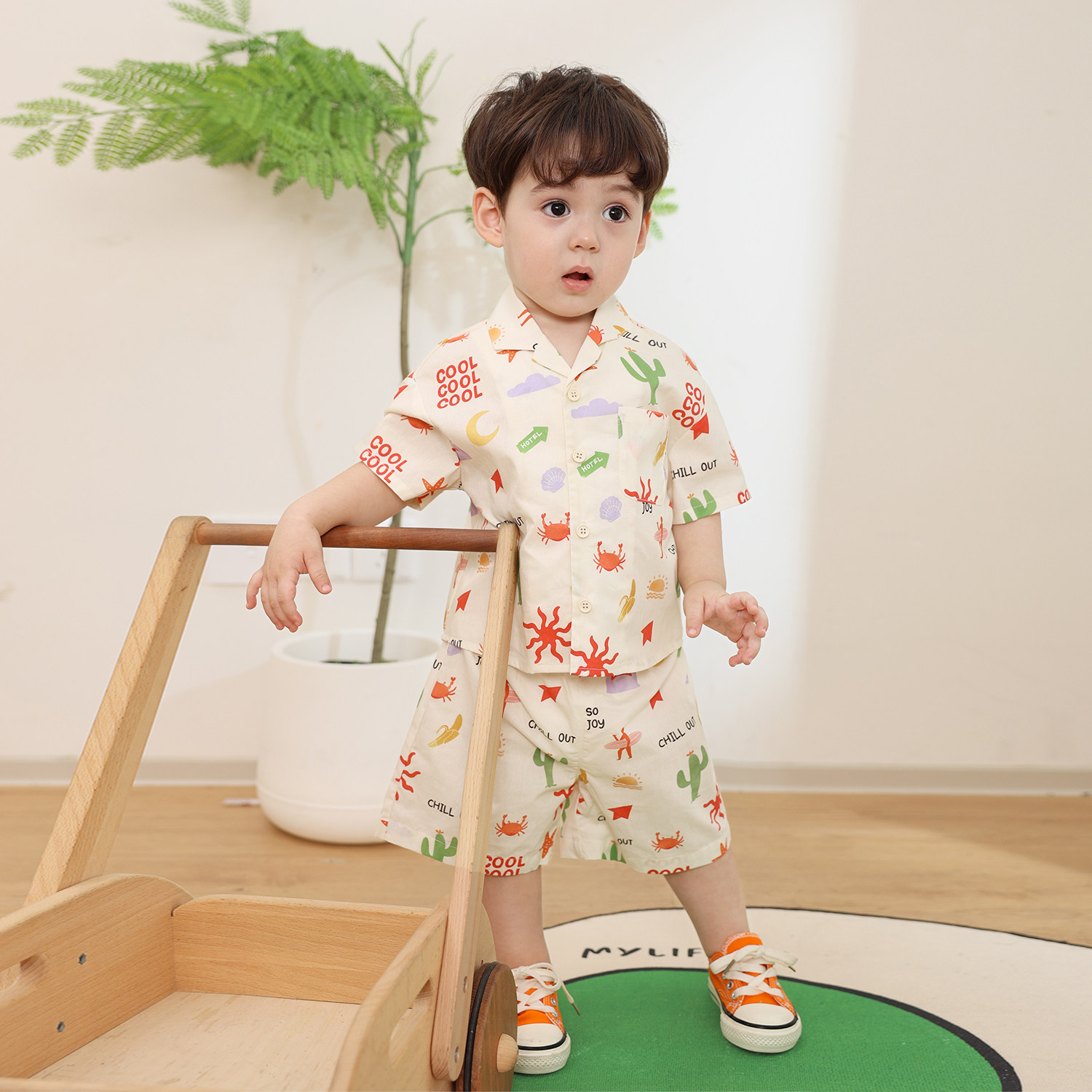 小O爸男婴童 宝宝衬衫套装男宝薄款度假风2025新款婴儿夏装,淘宝优惠券,粉丝福利购,淘宝优惠卷