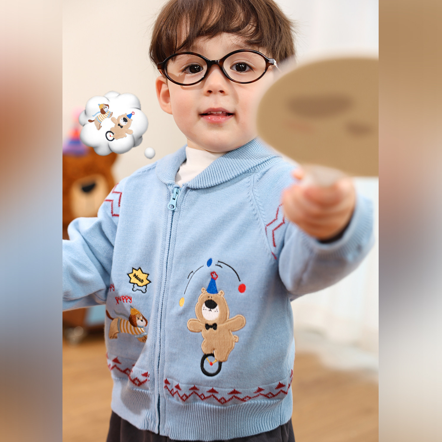 小O爸男婴童 宝宝针织开衫秋冬季2026新款卡通刺绣婴儿毛衣外套,淘宝优惠券,粉丝福利购,淘宝优惠卷