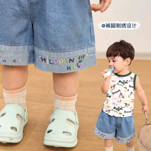 小O爸男婴童 宝宝牛仔短裤外穿夏季2026新款婴儿帅气百搭薄款裤子 - 图1