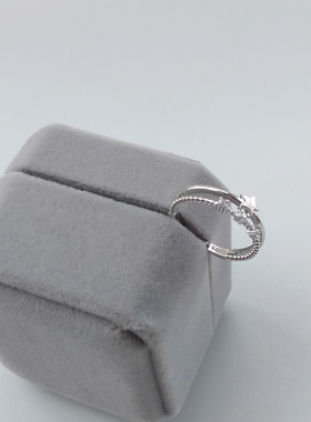 双层闪钻五角星戒指女