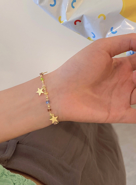 多巴胺彩色串珠星星手链女ins小众设计感学生简约手饰夏清凉配饰