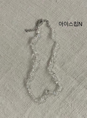 韩国东大门ins小众设计不规则透明碎石手工串珠项链女气质颈链