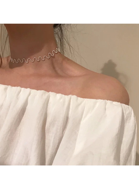 韩国东大门ins小众复古珠珠水波纹颈链chocker女项圈气质百搭项链
