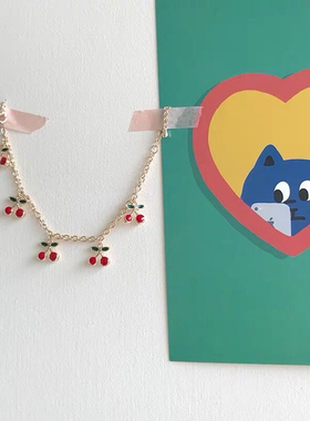 韩国东大门新款小清新樱桃吊坠手链气质简约ins小众学生闺蜜手饰