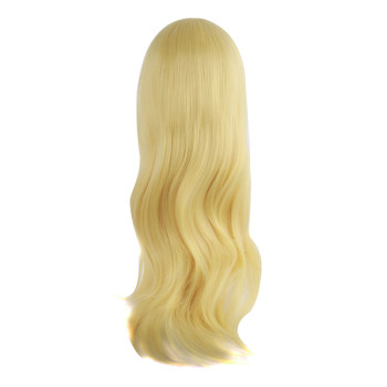 ເກມ LOL League Glorious Girl Lux Fake Hair Straight Bangs Golden 70CM Micro Curly Cosplay Wig