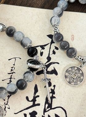 中式山鬼串珠水墨手串琉璃同款小众古风设计闺蜜情侣手链手饰