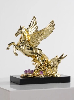 飞马酒架装饰品样板间别墅高档酒柜艺术餐厅餐边柜红酒架轻奢摆件