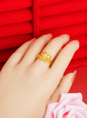 沙金活口戒指花瓣女款时尚蝴蝶