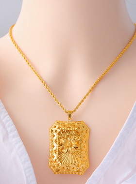 越南沙金花朵项链男女吊牌个性